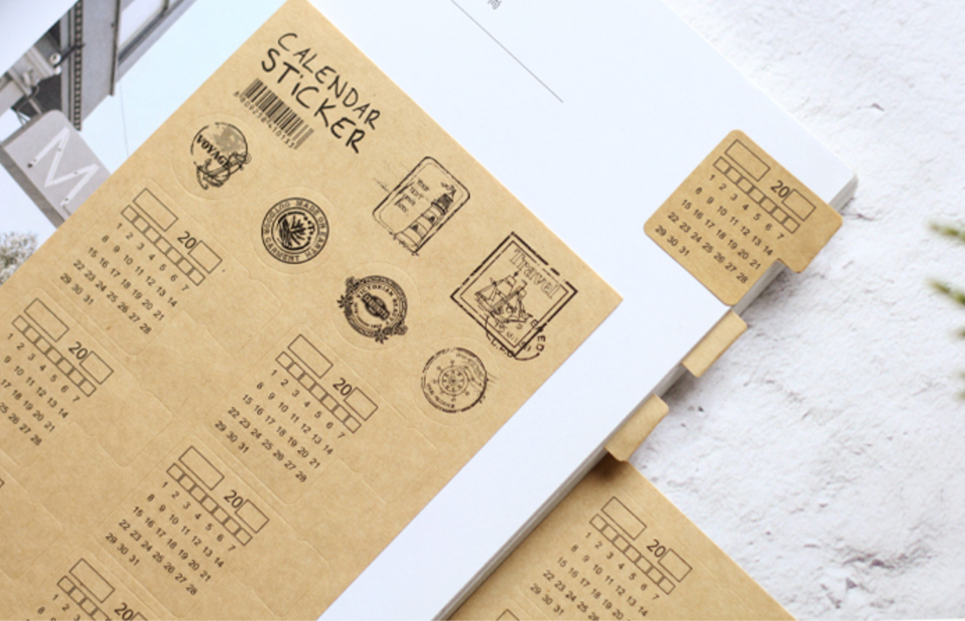 Vintage Hand-write Calendar Tabs 📆  Sticker (30 Tabs in 4 sheets)